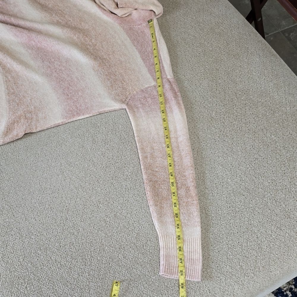 American Eagle Ombre Stripes Cream Mauve Tan Pink Cowl Neck Oversized Sweater-XS - Picture 10 of 13